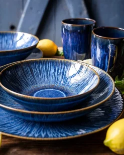 Suppenteller-Set, Steinzeug Eisfall