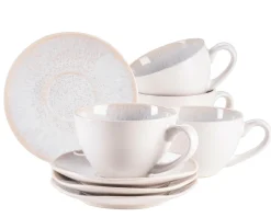 Tassen-Set, Steinzeug Frozen Weiß