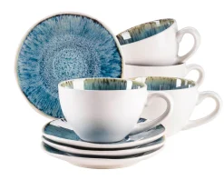 Tassen-Set, Steinzeug Frozen Blau