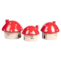 Teelicht-Haus „Pilz“ Häuser-Set, 3-teilig