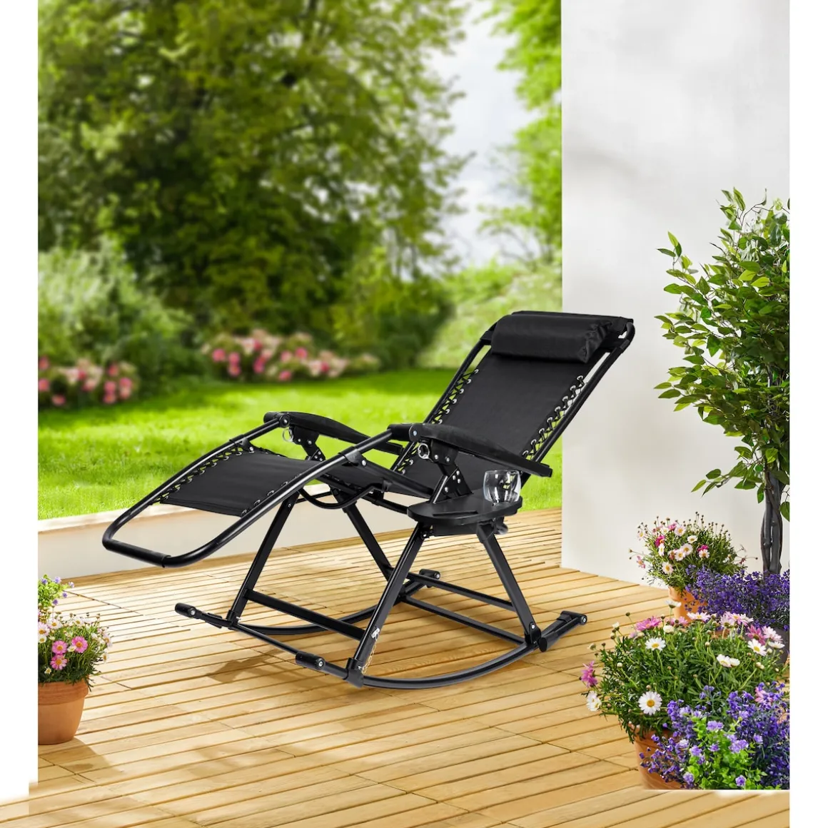 Variabler-Schaukelstuhl "Ergo" mit Liegefunktion, Fußstütze und verstellbarem Kissen