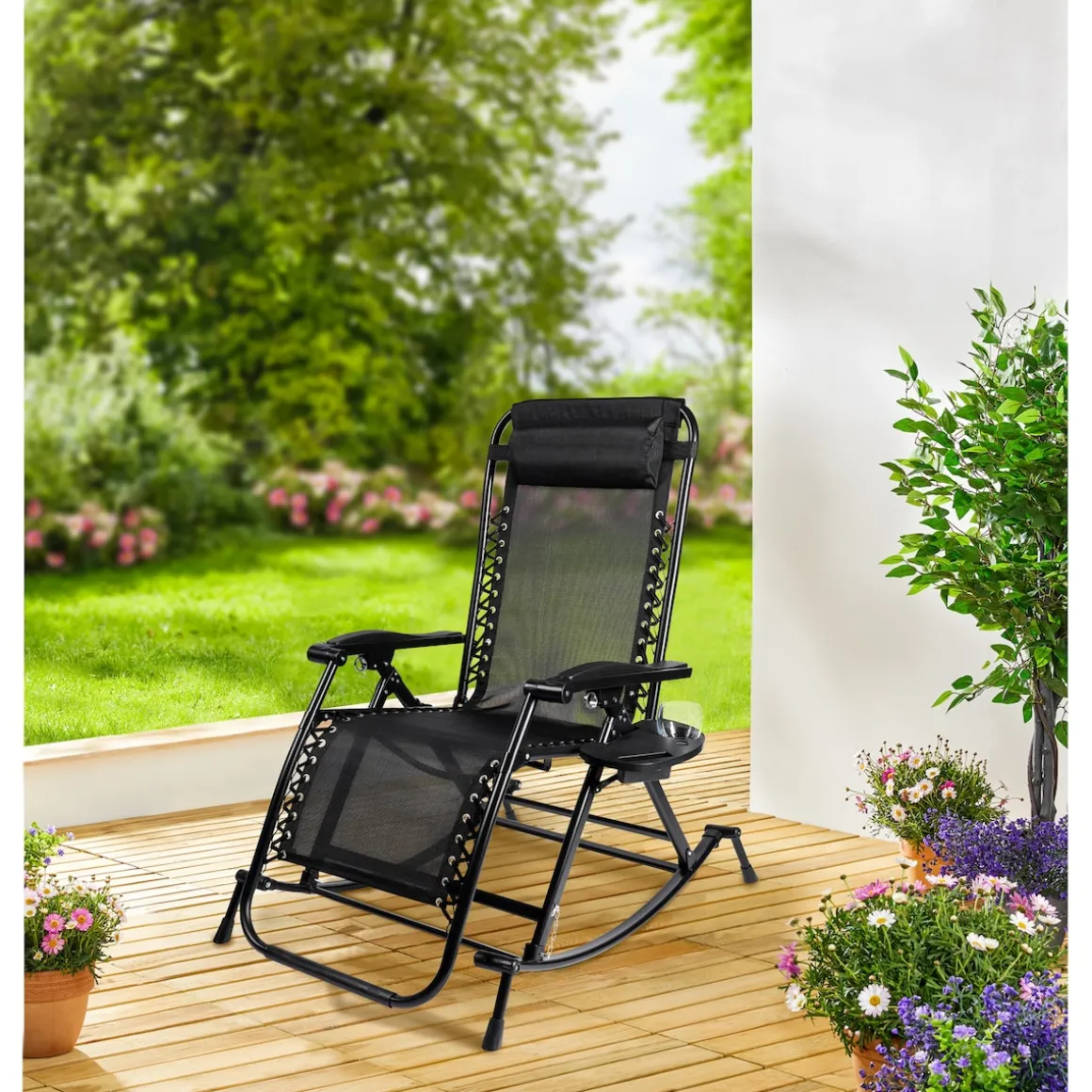 Variabler-Schaukelstuhl "Ergo" mit Liegefunktion, Fußstütze und verstellbarem Kissen