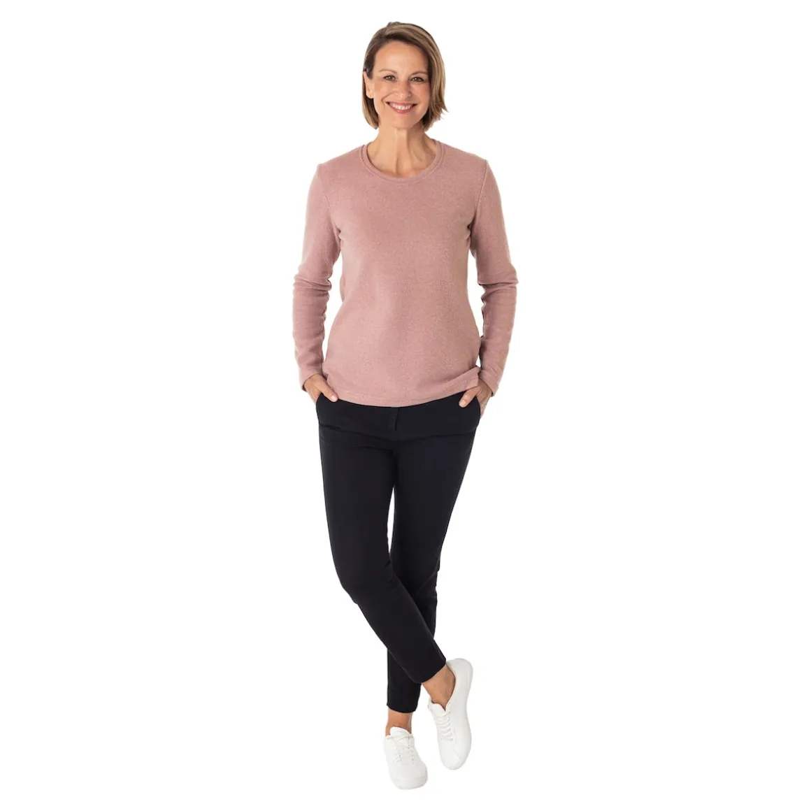 Warmer Damen- Pullover, fein gerippt mauve
