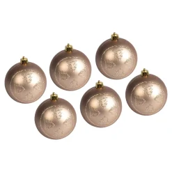 Weihnachtskugel-Set, 6 Stück Rosé-Glitter