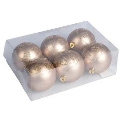 Weihnachtskugel-Set, 6 Stück Rosé-Glitter