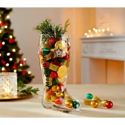 Weihnachtsstiefel-Glas personalisiert mit Namen, 500 ml