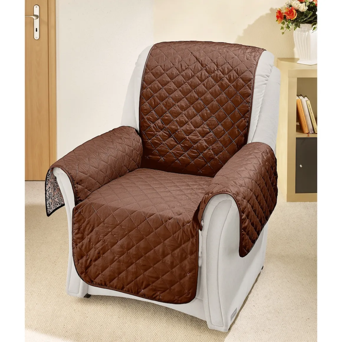 Wende-Sesselschoner braun